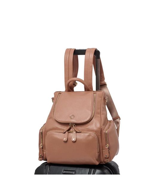 Kerikit England Brown Amber Midi Latte Rose Leather Backpack
