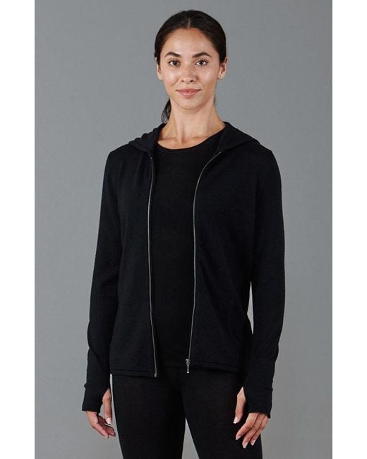 Paul James Knitwear Blue Heavyweight Merino Activewear Hooded Eirene Jumper