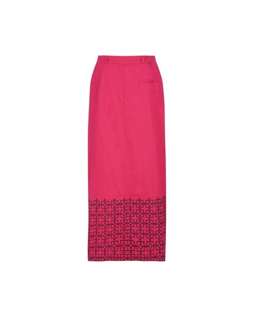 Nesavaali Pink Wrap Over Printed Maxi Skirt