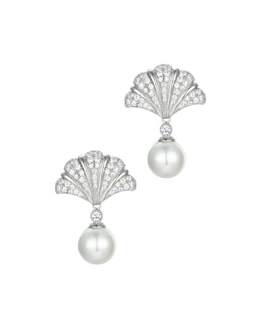 Santinni Metallic Sovereign Earrings With Pearl