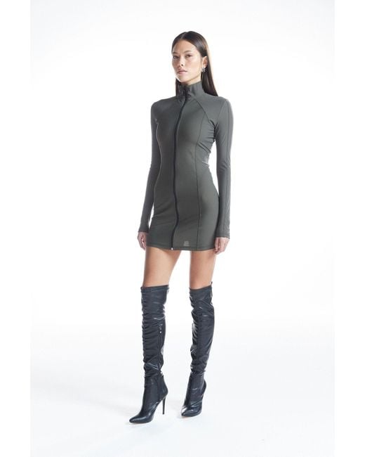 No'design Brown Zip-Up Khaki Mini Dress