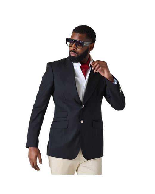 DAVID WEJ Blue Aldo Single Breasted Peak Lapel Blazer – for men