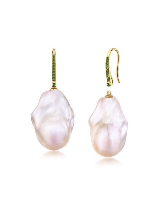 Kai Fine Jewelry Pink Solid Natural Tsavorite & Baroque Pearl Convertible Drop Earrings
