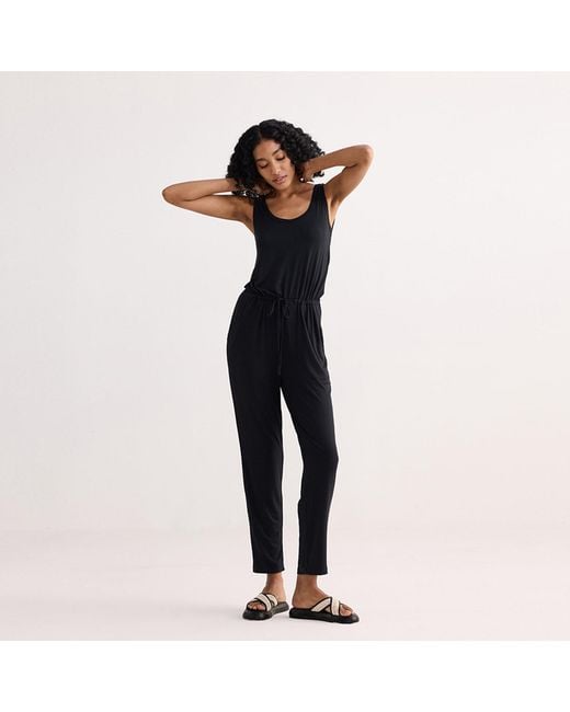 REISTOR Black Relaxed Drawstring Jumpsuit
