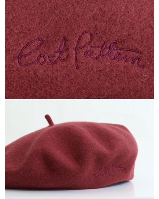 Lost Pattern Red Bon Chic Wool Beret- Bordeaux