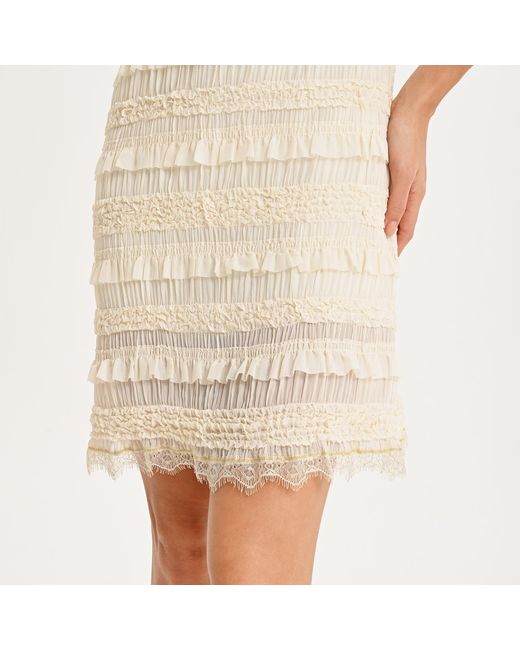 Lalipop Design Natural Neutrals Ruffled Textured Mini Dress