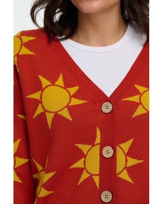 Sugarhill Orange Angelica V Neck Cardigan, Rusty, Canyon Sunshine