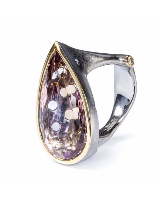 German Kabirski Multicolor Claro Singular Edition Ring With Ametrine And Cognac Diamond