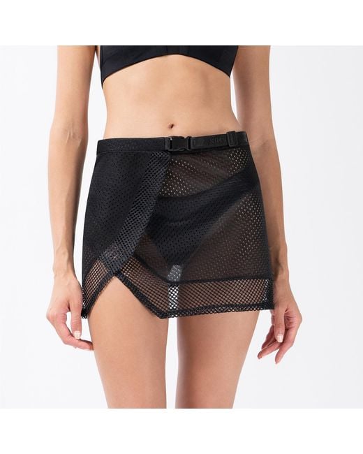 Kim Foley Black Shortie Sarong Beach Cover-Up Athletic Wrap Skirt