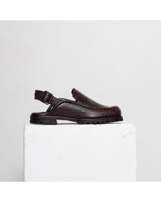 Mafalda Brown Dominic Croco Textured Slingback Loafer