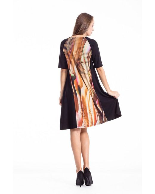 Conquista Orange Animal Print A Line Dress