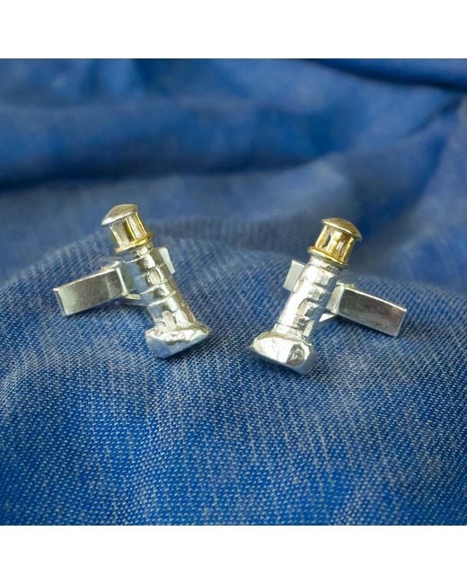 Simon Kemp Jewellers Metallic Lighthouse Cufflinks for men