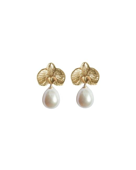 Agora Jewellery Metallic Orchid Pearl Earrings