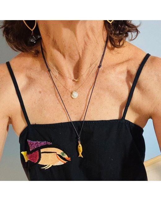 Lexi Jewelry Metallic Oro Maré Fish Necklace