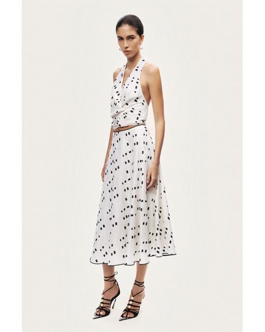 Nocturne White Printed Halter Blouse