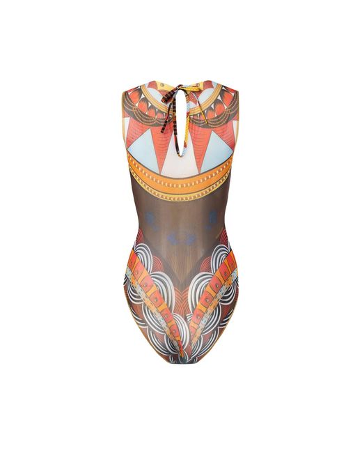 Rodasoleil Smart Swimwear Brown Tan-Through Mesh One-Piece Sleeveless Swimsuit Africa