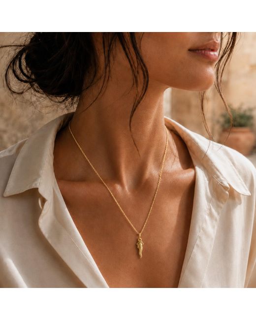 Unaloe Metallic Plated See No Evil Italian Horn Pendant Necklace