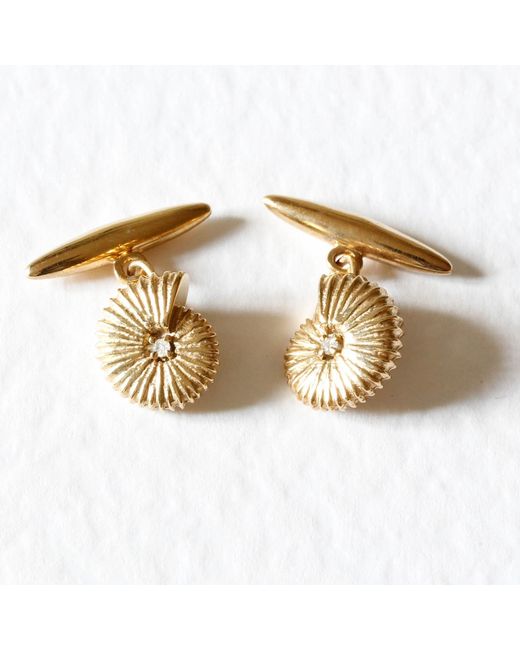 Lee Renee Metallic Ammonite Diamond Cufflinks – for men