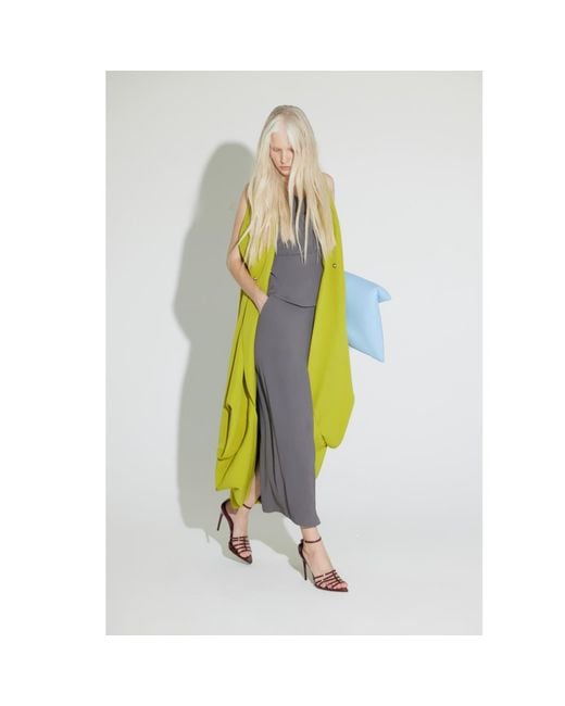 Julia Allert Yellow Long Double Breasted Blazer Vest