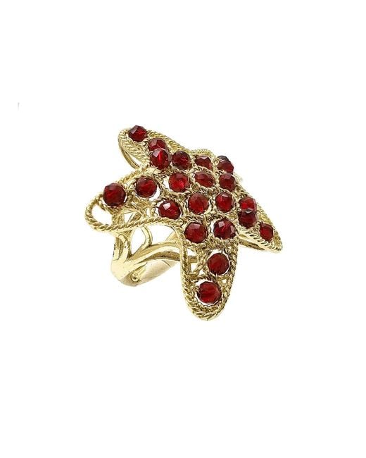 Farra Brown Garnet Stone Star Shaped Ring
