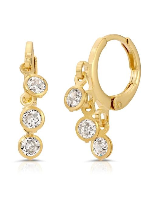 Glamrocks Jewelry Metallic Cz Shaker Huggie Hoops