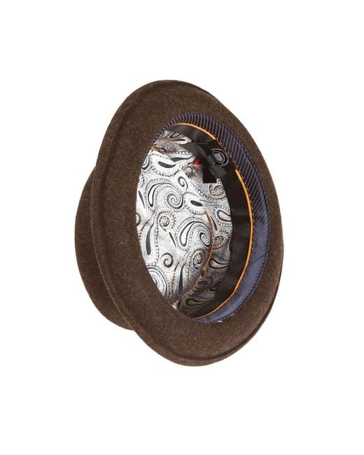 Dasmarca Hats Brown Quintin Bitter Felt Oval Crown Porkpie Hat for men