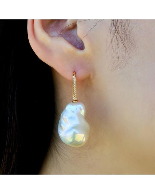 Kai Fine Jewelry Pink Solid Natural Diamond & Baroque Pearl Convertible Drop Earrings