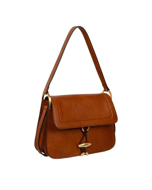Time Resistance Brown Leather Flap Bag For
