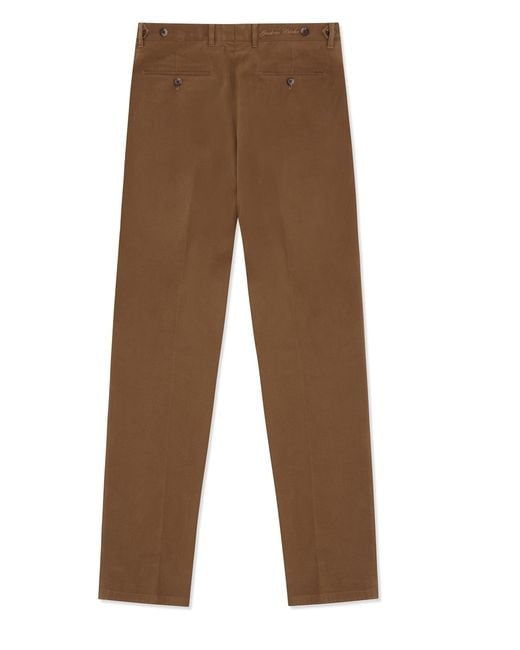 Gresham Blake Brown Cotton Stretch Chino for men