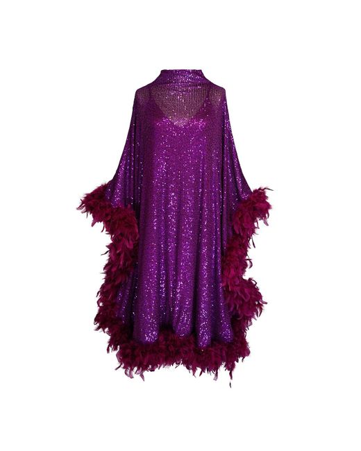 Jennafer Grace Purple Electric Fuchsia Mockneck Sequin Caftan Kaftan Dress