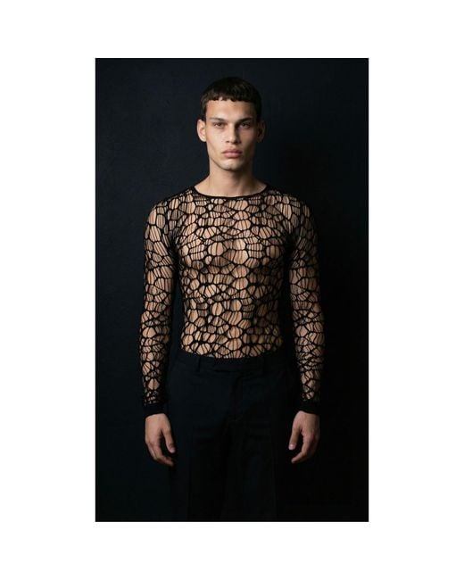 Monzlapur New York Black Licorice Mesh Top
