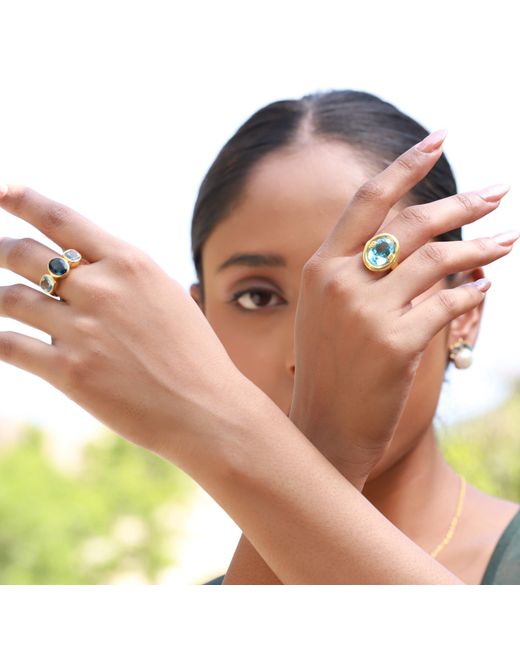 GEM BAZAAR Blue The Swiss Topaz Heritage Ring