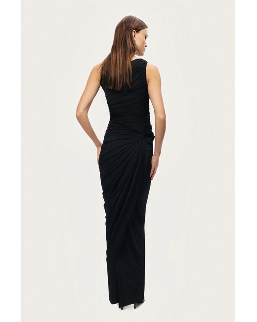 Nocturne Black Draped Sleeveless Maxi Dress
