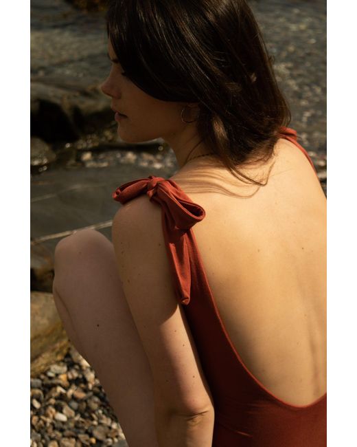 Solpardus Red Thea Terracotta Onepiece Bamboo Swimsuit