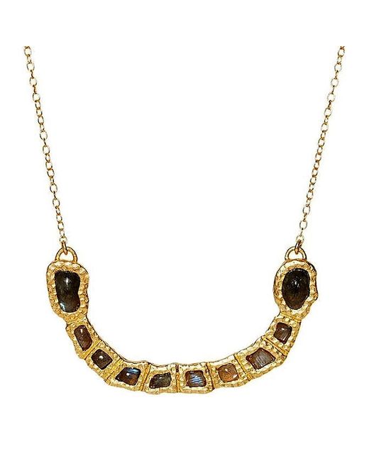 Christina Greene Metallic Gemstone Curved Bar Necklace