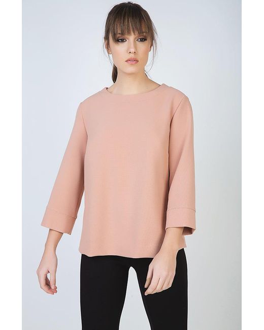 Conquista Pink Rose Boat Neck Top By Fashion
