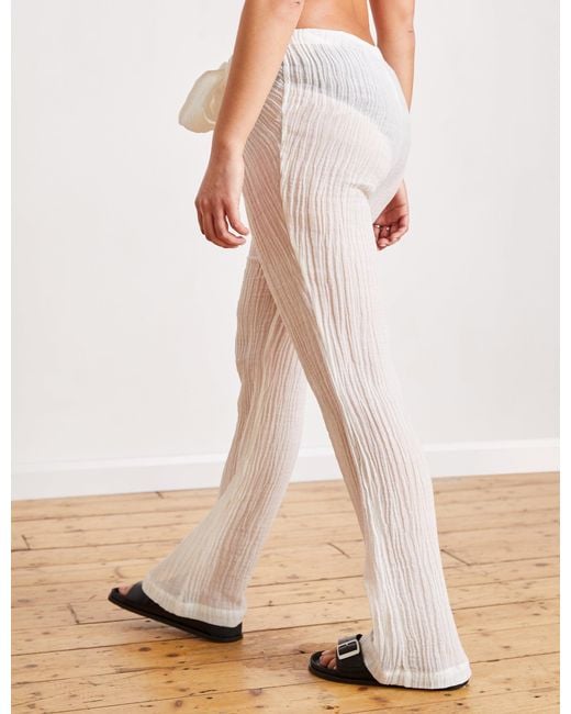 The Summer Edit White Livi Crinkle Linen Trouser