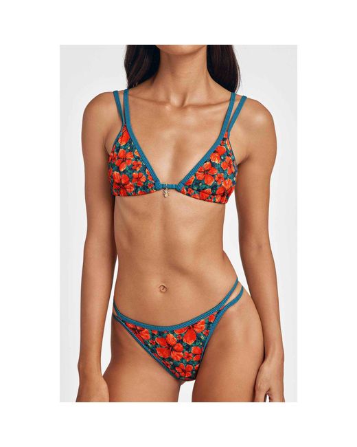 Blackbough Swim Red Minna Double Strap Triangle Top Paradise Blooms