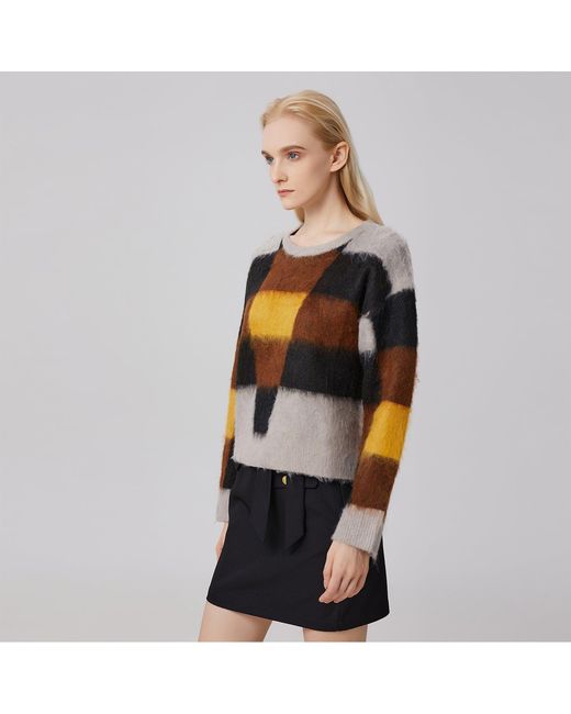 Smart and Joy Black Check Pattern Oversize Jumper
