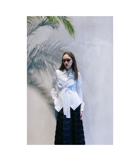 Julia Allert Black Striped High Waist Ankle Length Skirt