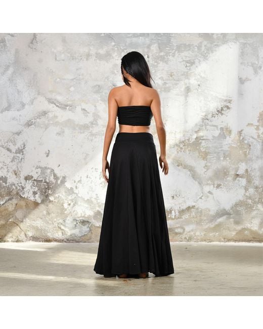 Zhenabia Black Zhe Skirt Boho High Slit Maxi Skirt