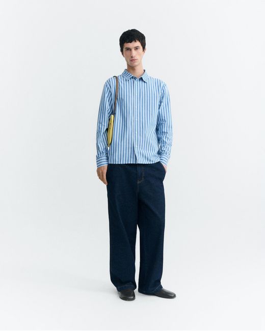 Thinking Mu Blue Jimbo Striped Shirt for men