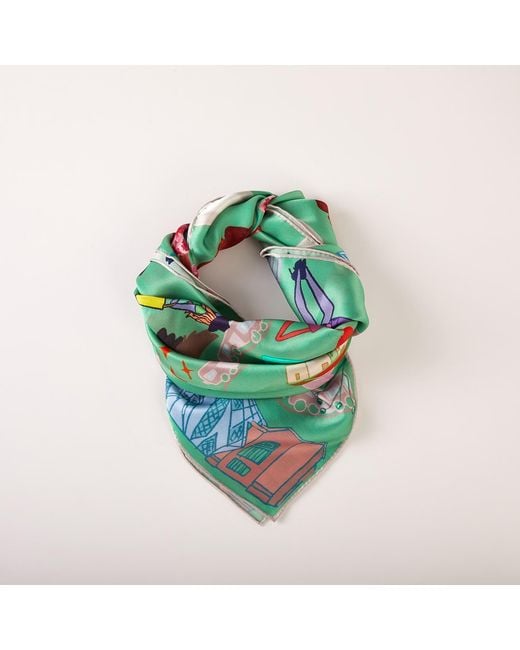 Soft Strokes Silk Green Toronto Pure Silk Large Square Scarf