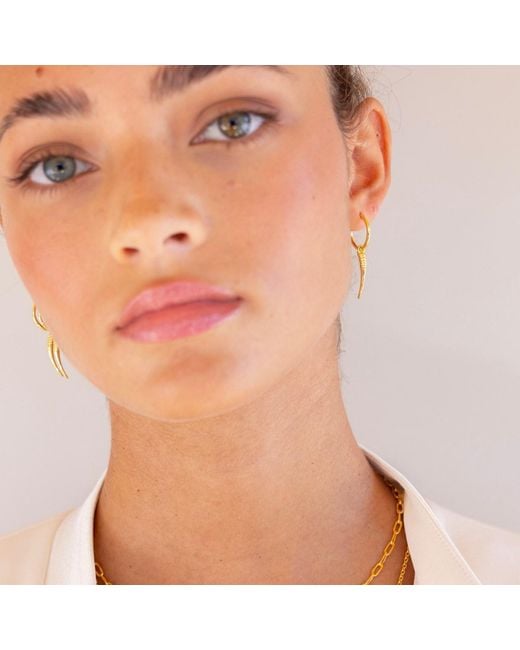 Linda Fiore Metallic Horn Earrings Vermeil