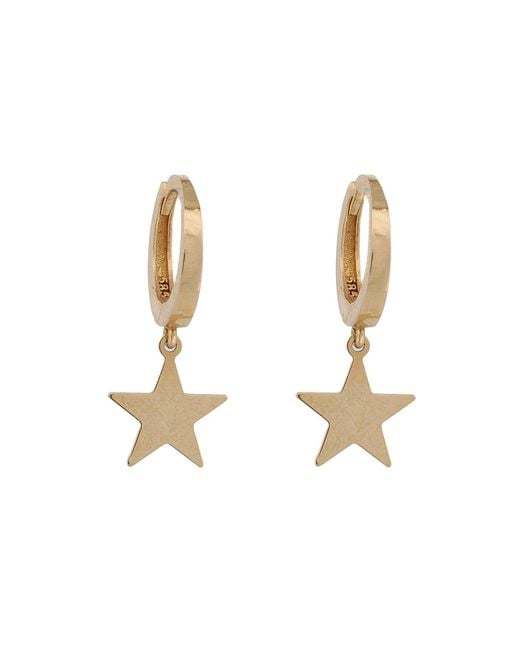 Ebru Jewelry Metallic Celestial Grace Solid Star Hoop Earrings