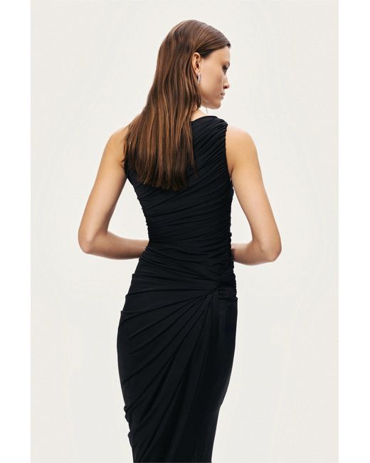 Nocturne Black Draped Sleeveless Maxi Dress
