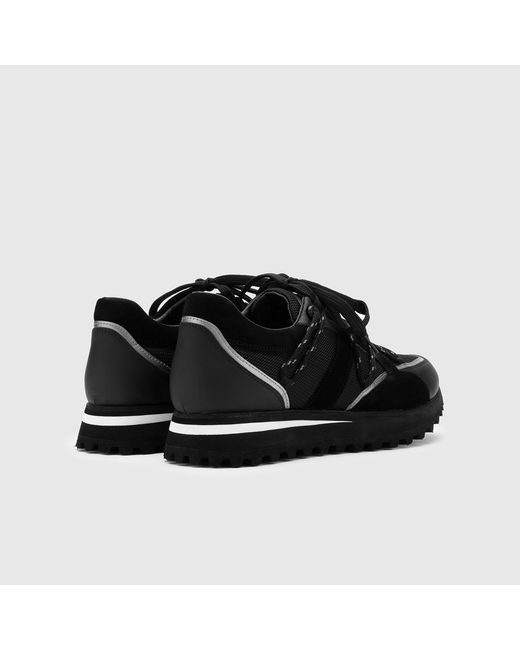 Ilvi Black Enzel Matte Leather- Suede Sneaker for men