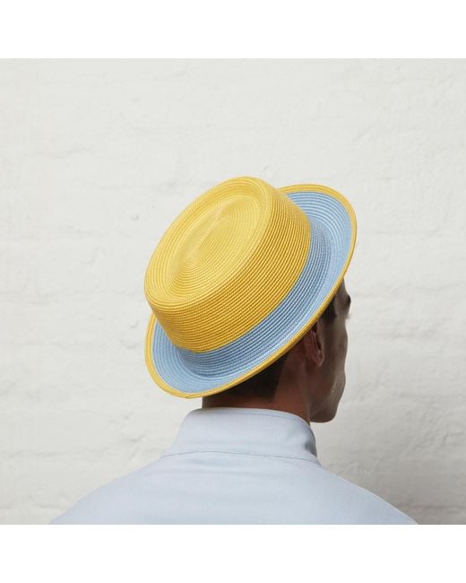 Dasmarca Hats Yellow Dasmarce Bobby Retro Short Brim Summer Porkpie – Corn for men