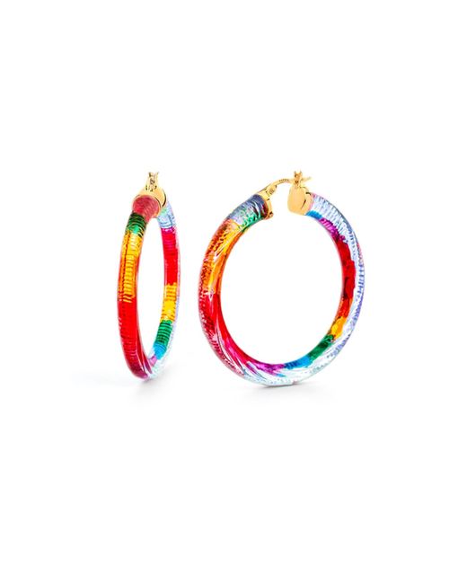 Gold & Honey Pink Painted Instyle Lucite Hoop Earrings