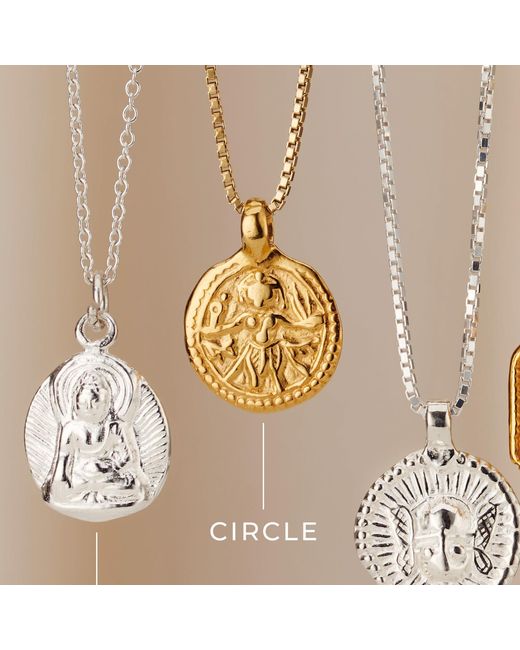Posh Totty Designs Metallic Plated Vintage Style Circle Lucky Deity Charm Necklace